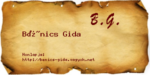 Bénics Gida névjegykártya